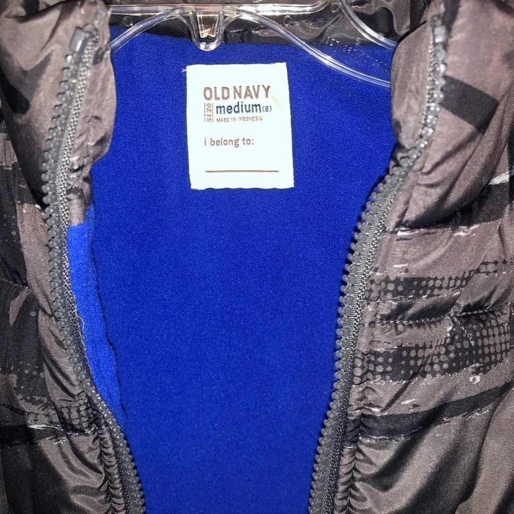 Old Navy Boys Snowboard Graphic Zip Up Puffer Vest Youth Medium